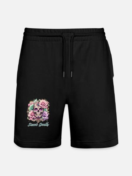 Flowers Skull Beauty Bloom - Stanley/Stella Trainer Unisex Organic Jogging Shorts - black