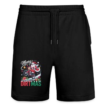 Merry Dirtmas Motorrad Xmas Geschenk - Stanley/Stella Unisex Bio Joggingshorts Trainer  - Schwarz - Vorne - Nik (191cm) & Marisol (170cm)