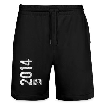 11. Geburtstag Junge Mädchen 11 Jahre 2014  - Stanley/Stella Unisex Bio Joggingshorts Trainer  - Schwarz - Vorne - Nik (191cm) & Marisol (170cm)