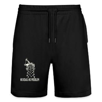 Adventure Mode – No Road No Problem - Stanley/Stella Trainer Unisex Organic Jogging Shorts - black - Front - Nik (191cm) & Marisol (170cm)
