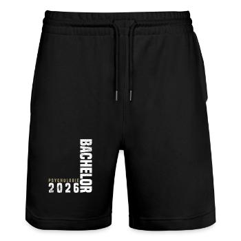 Psychologie Bachelor 2026 - Stanley/Stella Unisex Bio Joggingshorts Trainer  - Schwarz - Vorne - Nik (191cm) & Marisol (170cm)
