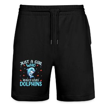 Delfin - Stanley/Stella Unisex Bio Joggingshorts Trainer  - Schwarz - Vorne - Nik (191cm) & Marisol (170cm)