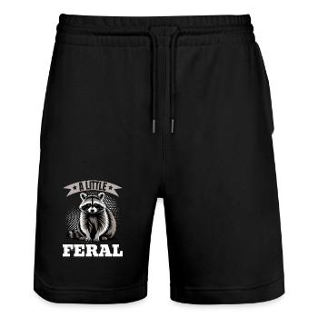 Funny Raccoon - Stanley/Stella Unisex Bio Joggingshorts Trainer  - Schwarz - Vorne - Nik (191cm) & Marisol (170cm)