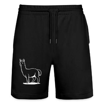 Alpaka T-shirt Geschenk  - Stanley/Stella Unisex Bio Joggingshorts Trainer  - Schwarz - Vorne - Nik (191cm) & Marisol (170cm)
