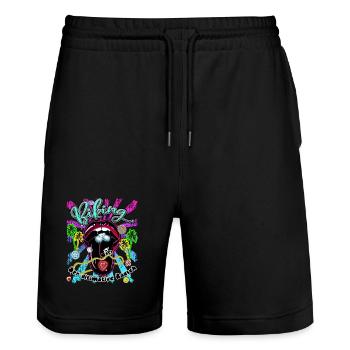 Biking - Stanley/Stella Trainer Unisex Organic Jogging Shorts - black - Front - Nik (191cm) & Marisol (170cm)