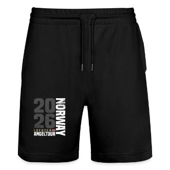 Lofoten Fishing Trip Norway 2026 - Stanley/Stella Trainer Unisex Organic Jogging Shorts - black - Front - Nik (191cm) & Marisol (170cm)