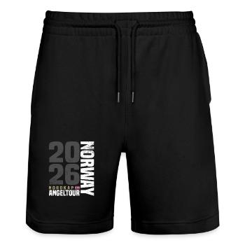 Cap Nord Norvège Voyage de pêche 2026 - Short de jogging bio TRAINER Stanley/Stella unisexe - noir - Devant - Nik (191cm) & Marisol (170cm)