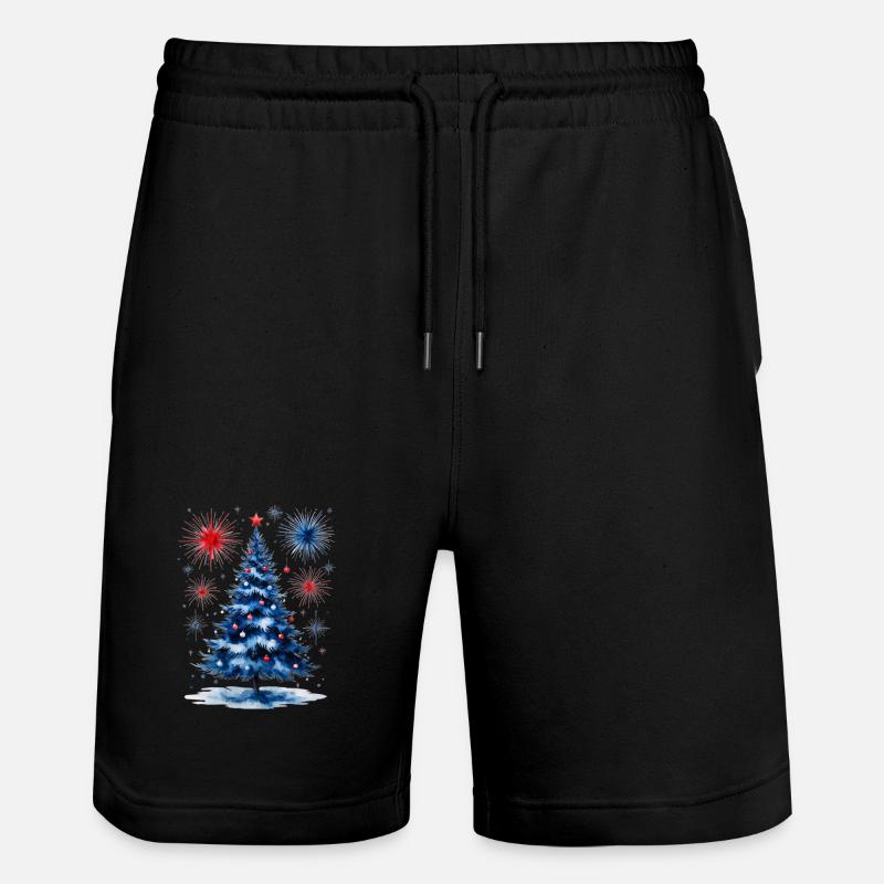 Fireworks Christmas Tree Pattern - Stanley/Stella Trainer Unisex Organic Jogging Shorts - black