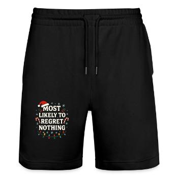 Weihnachten Spruch Humor Lustig Witzig Xmas X-mas - Stanley/Stella Unisex Bio Joggingshorts Trainer  - Schwarz - Vorne - Nik (191cm) & Marisol (170cm)
