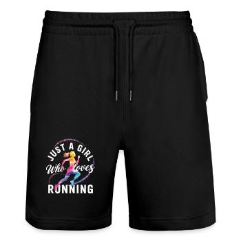 Mädchen liebt Laufen Jogging Shirt - Stanley/Stella Unisex Bio Joggingshorts Trainer  - Schwarz - Vorne - Nik (191cm) & Marisol (170cm)
