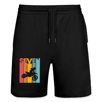 7e anniversaire Motocross - Short de jogging bio TRAINER Stanley/Stella unisexe - noir - Devant - Nik (191cm) & Marisol (170cm)