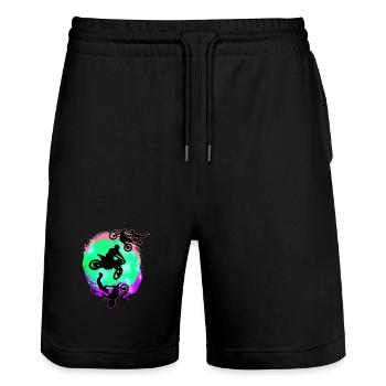 Motocross - MX - Short de jogging bio TRAINER Stanley/Stella unisexe - noir - Devant - Nik (191cm) & Marisol (170cm)