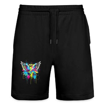 AILES D’ANGE URBAIN SPLASH Art du graffiti - Short de jogging bio TRAINER Stanley/Stella unisexe - noir - Devant - Nik (191cm) & Marisol (170cm)
