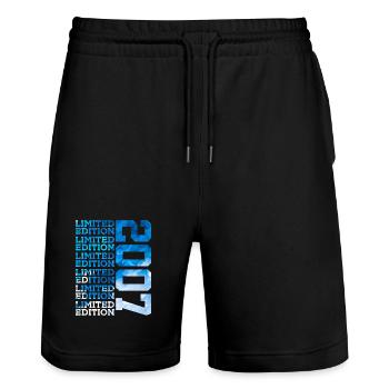 LIMITED EDITION 2007 19 YEARS 19TH BIRTHDAY - Stanley/Stella Trainer Unisex Organic Jogging Shorts - black - Front - Nik (191cm) & Marisol (170cm)