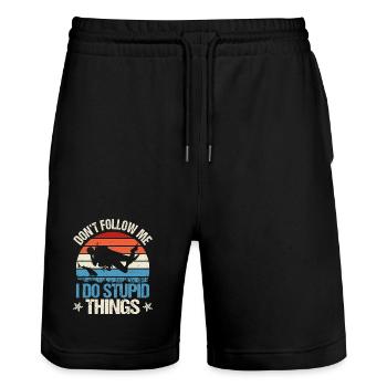 Diving divers - Stanley/Stella Trainer Unisex Organic Jogging Shorts - black - Front - Nik (191cm) & Marisol (170cm)