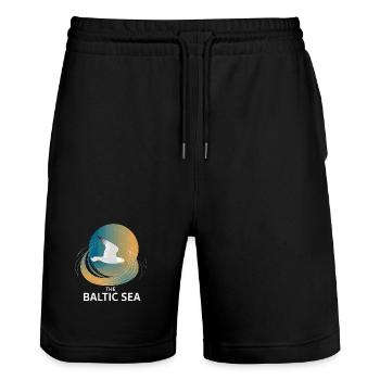 La mer Baltique, mer Baltique, mouette, côte, vagues, nature - Short de jogging bio TRAINER Stanley/Stella unisexe - noir - Devant - Nik (191cm) & Marisol (170cm)