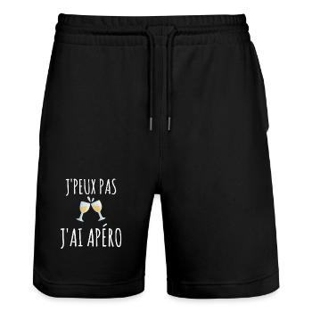 Je Peux Pas J'ai Apéro Humour Apéro J'peux Pas - Short de jogging bio TRAINER Stanley/Stella unisexe - noir - Devant - Nik (191cm) & Marisol (170cm)