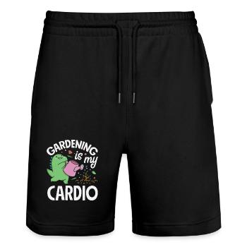 Cadeaux pour les jardins et les amoureux des plantes - Short de jogging bio TRAINER Stanley/Stella unisexe - noir - Devant - Nik (191cm) & Marisol (170cm)