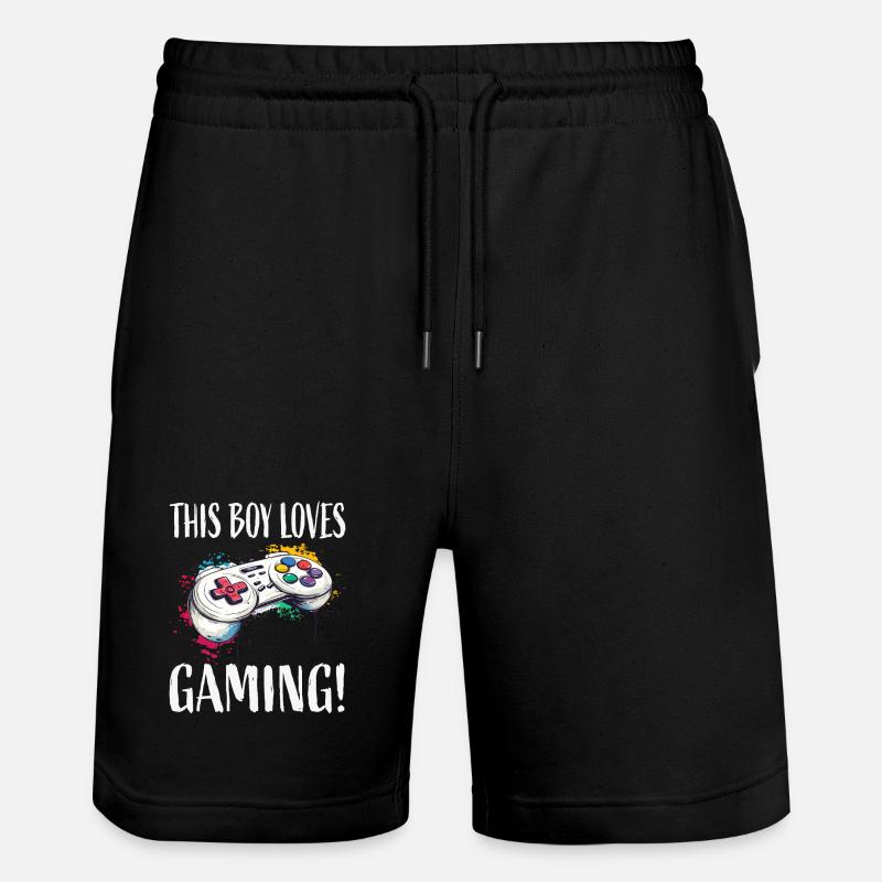 This Kid Loves Gaming Controllers - Stanley/Stella Trainer Unisex Organic Jogging Shorts - black