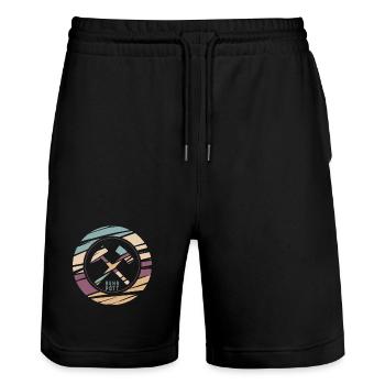 Logo rétro RuhrPott Imprimé - Short de jogging bio TRAINER Stanley/Stella unisexe - noir - Devant - Nik (191cm) & Marisol (170cm)
