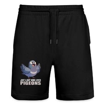 Tauben Taube - Stanley/Stella Unisex Bio Joggingshorts Trainer  - Schwarz - Vorne - Nik (191cm) & Marisol (170cm)
