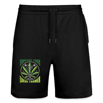Lustige Kiffer Outfits - Stanley/Stella Unisex Bio Joggingshorts Trainer  - Schwarz - Vorne - Nik (191cm) & Marisol (170cm)