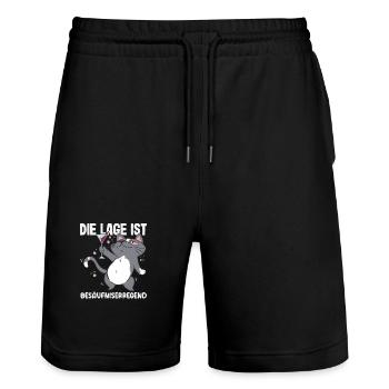 Die Lage ist besäufniserregend Katze - Stanley/Stella Unisex Bio Joggingshorts Trainer  - Schwarz - Vorne - Nik (191cm) & Marisol (170cm)