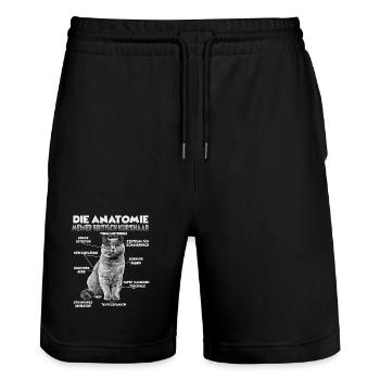 Britisch Kurzhaar Geschenk für Katzenliebhaber - Stanley/Stella Unisex Bio Joggingshorts Trainer  - Schwarz - Vorne - Nik (191cm) & Marisol (170cm)