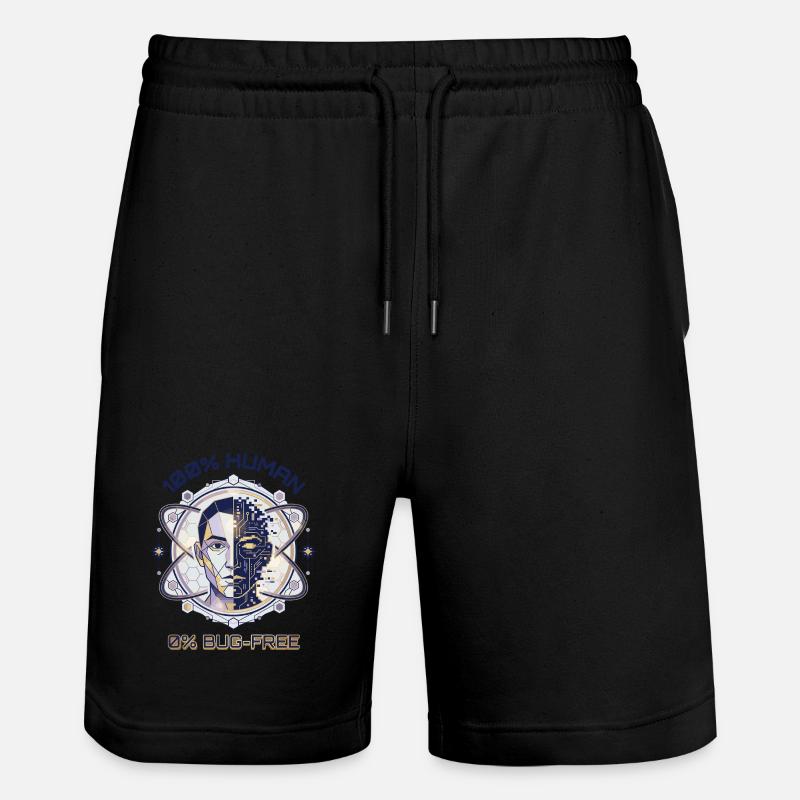 Human Glitch Code - Stanley/Stella Trainer Unisex Organic Jogging Shorts - black