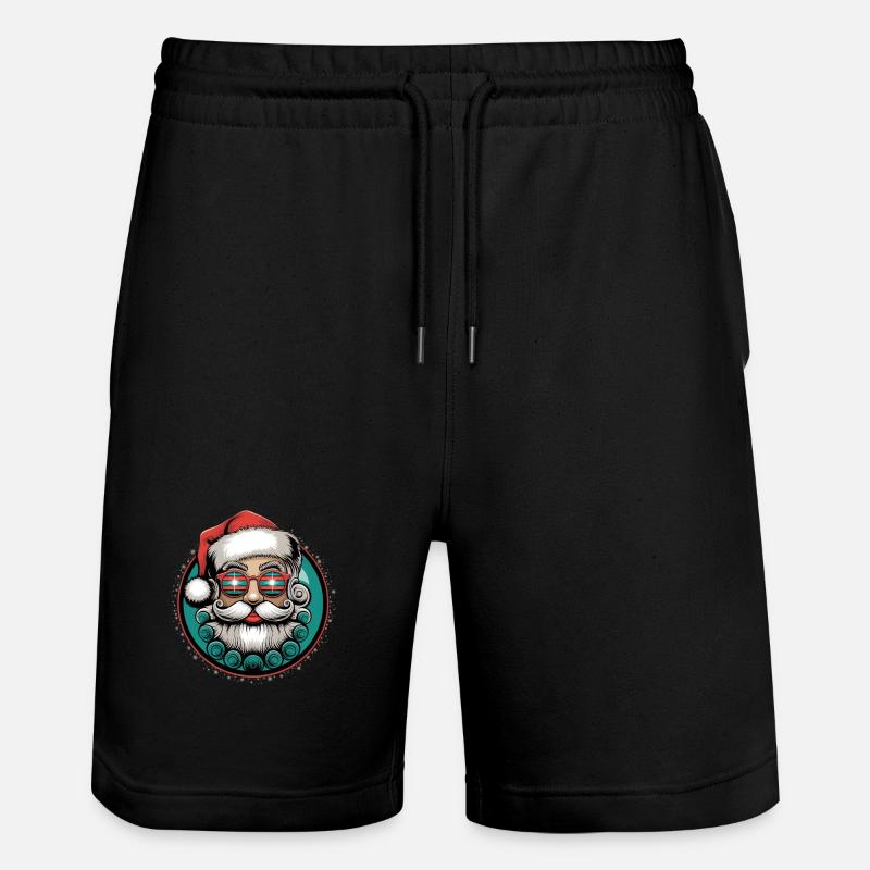Cooler Weihnachtsmann Mit Sonnenbrille Bart Xmas - Stanley/Stella Unisex Bio Joggingshorts Trainer - Schwarz