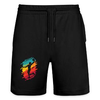 Basketball Players Colorful Basketball Players Basketball - Stanley/Stella Trainer Unisex Organic Jogging Shorts - black - Front - Nik (191cm) & Marisol (170cm)