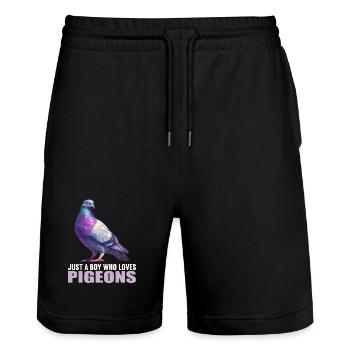 Tauben Taube - Stanley/Stella Unisex Bio Joggingshorts Trainer  - Schwarz - Vorne - Nik (191cm) & Marisol (170cm)