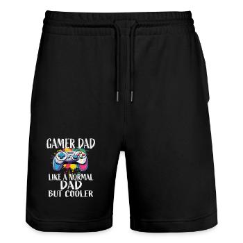 Gamer Dad Controller - Stanley/Stella Unisex Bio Joggingshorts Trainer  - Schwarz - Vorne - Nik (191cm) & Marisol (170cm)
