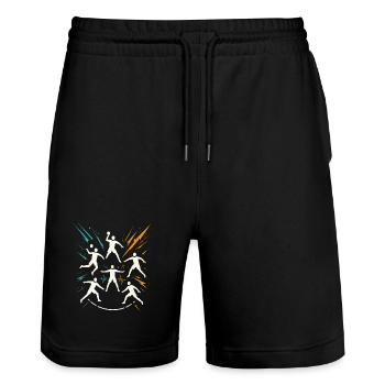 Tactiques de l’équipe de handball, défense du coureur en cercle, entraîneur - Short de jogging bio TRAINER Stanley/Stella unisexe - noir - Devant - Nik (191cm) & Marisol (170cm)