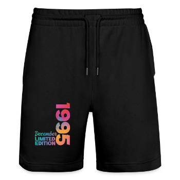 Anniversaire Décembre 1995 Né en Décembre Cadeau - Short de jogging bio TRAINER Stanley/Stella unisexe - noir - Devant - Nik (191cm) & Marisol (170cm)