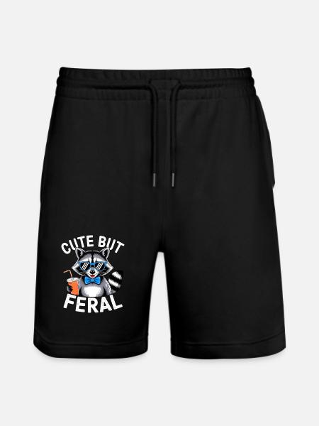 Cute but Feral Raccoon - Stanley/Stella Trainer Unisex Organic Jogging Shorts - black