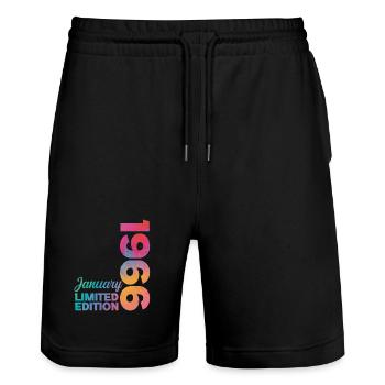 Birthday January 1966 Born in January Gift - Stanley/Stella Trainer Unisex Organic Jogging Shorts - black - Front - Nik (191cm) & Marisol (170cm)