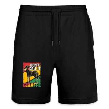Okapi Tier - Stanley/Stella Unisex Bio Joggingshorts Trainer  - Schwarz - Vorne - Nik (191cm) & Marisol (170cm)