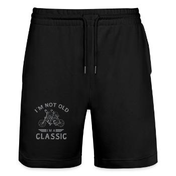 Vintage Tandem Radfahrer Classic Spruch Design - Stanley/Stella Unisex Bio Joggingshorts Trainer  - Schwarz - Vorne - Nik (191cm) & Marisol (170cm)