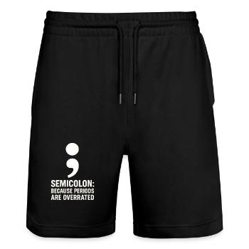 Grammatik Oxford Comma Language Rules - Stanley/Stella Unisex Bio Joggingshorts Trainer  - Schwarz - Vorne - Nik (191cm) & Marisol (170cm)