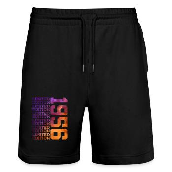 70 YEARS LIMITED EDITION 1956 70TH BIRTHDAY - Stanley/Stella Trainer Unisex Organic Jogging Shorts - black - Front - Nik (191cm) & Marisol (170cm)
