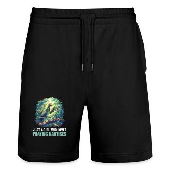Gottesanbeterinnen Gottesanbeterin - Stanley/Stella Unisex Bio Joggingshorts Trainer  - Schwarz - Vorne - Nik (191cm) & Marisol (170cm)
