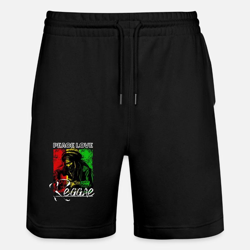 Peace Love Reggae Rastafari Guitare - Short de jogging bio TRAINER Stanley/Stella unisexe - noir