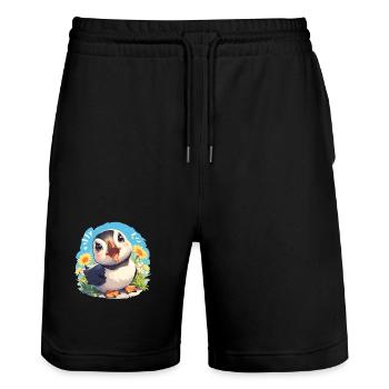 Puffin Papageientaucher - Stanley/Stella Unisex Bio Joggingshorts Trainer  - Schwarz - Vorne - Nik (191cm) & Marisol (170cm)