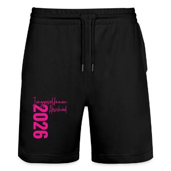 Junggesellinnenabschied 2026 Jga Unterschriften - Stanley/Stella Unisex Bio Joggingshorts Trainer  - Schwarz - Vorne - Nik (191cm) & Marisol (170cm)