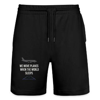 night shift ramp of the ground staff at the - Stanley/Stella Trainer Unisex Organic Jogging Shorts - black - Front - Nik (191cm) & Marisol (170cm)