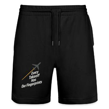 night shift ramp of the ground staff at the - Stanley/Stella Trainer Unisex Organic Jogging Shorts - black - Front - Nik (191cm) & Marisol (170cm)