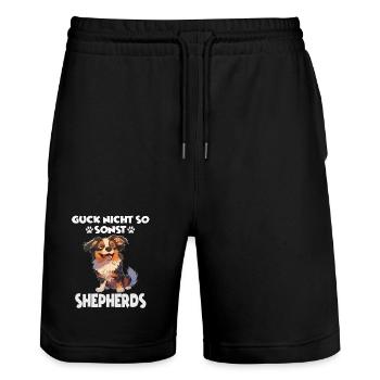 Dictons de chiens Promenade cadeau pour amoureux des chiens AUSSIE - Short de jogging bio TRAINER Stanley/Stella unisexe - noir - Devant - Nik (191cm) & Marisol (170cm)