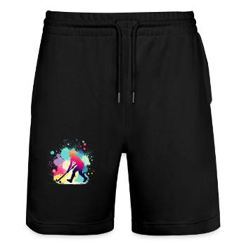 Field Hockey, Field Hockey Player, Hockey - Stanley/Stella Trainer Unisex Organic Jogging Shorts - black - Front - Nik (191cm) & Marisol (170cm)