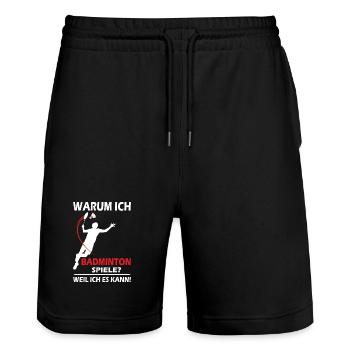 Joueur de badminton offre des tenues de badminton - Short de jogging bio TRAINER Stanley/Stella unisexe - noir - Devant - Nik (191cm) & Marisol (170cm)